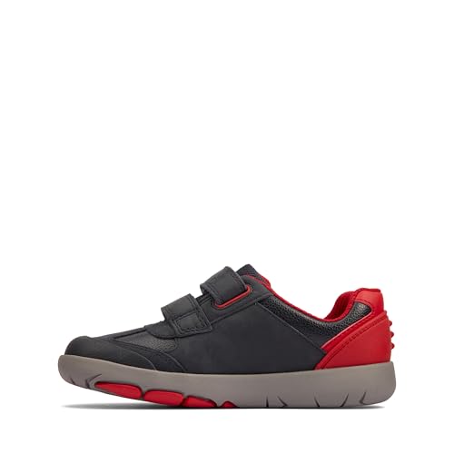 Clarks Rex Play K Sneaker, Navy/Red Lea, 32 EU von Clarks