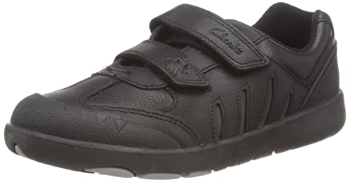 Clarks Rex Stride K Sneaker, Black Leather, 35 EU von Clarks