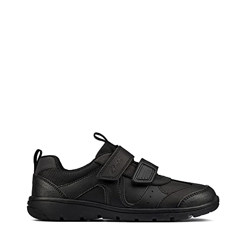 Clarks Scooter Run Kid Lederschuhe in Schwarz, Schwarz , 11 UK X-Wide von Clarks