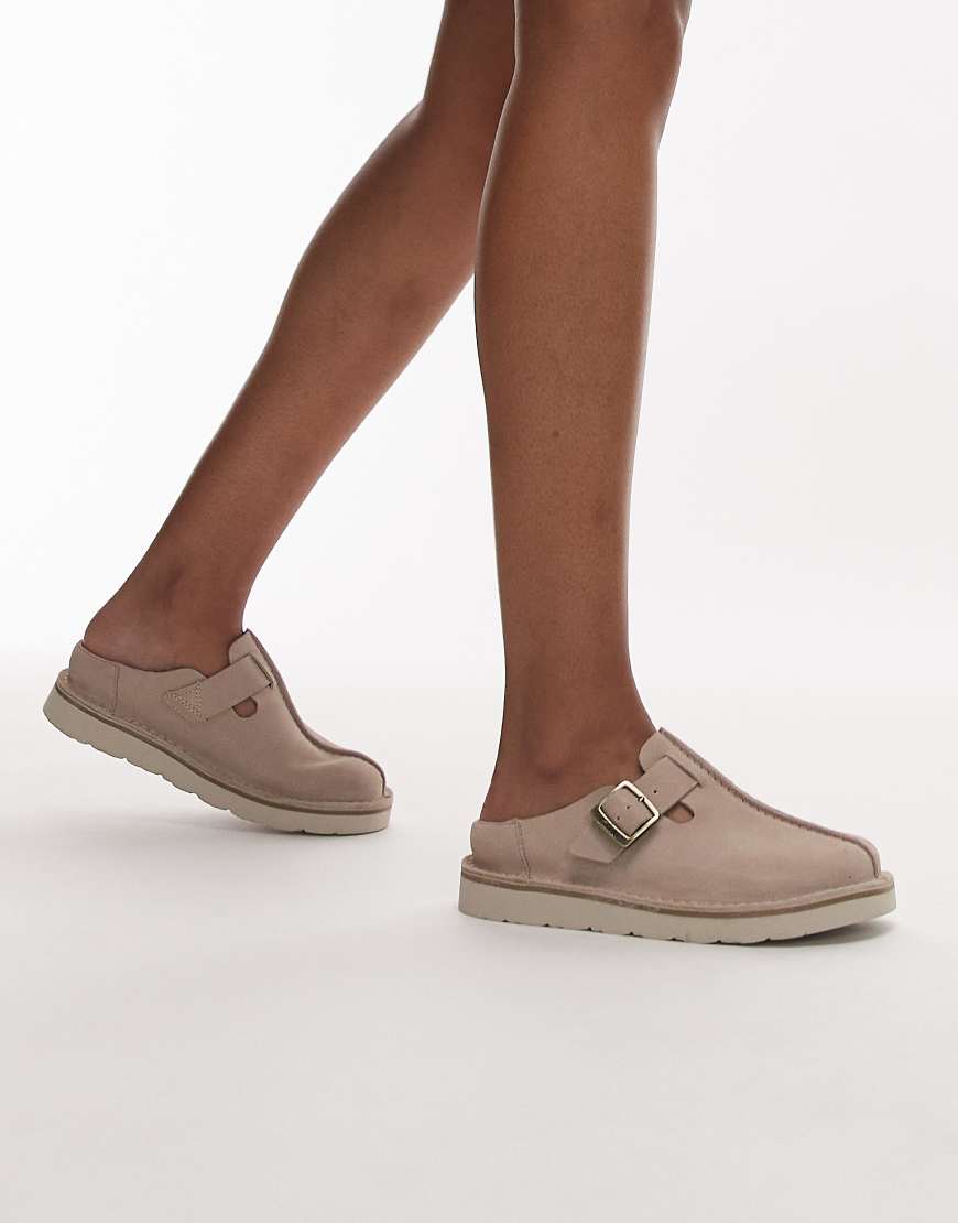 Clarks - Solsbury - Mules aus Wildleder in Sandbraun-Weiß von Clarks