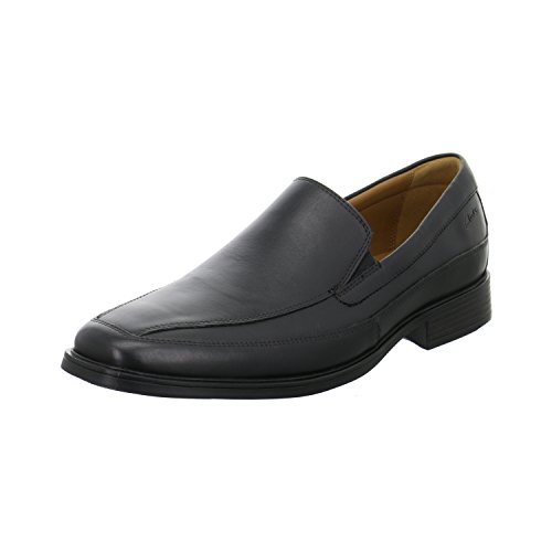 Clarks Herren Kippfrei Slipper, Schwarz Black Leather, 41 EU Schmal von Clarks
