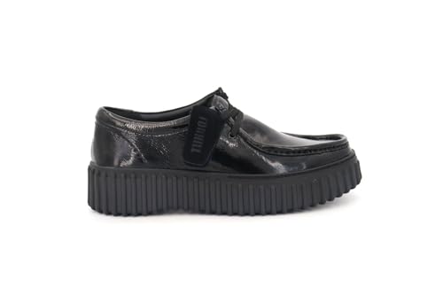 CLARKS TORHILLBEE schwarzer Lackleder-Schnürsenkel-Mokassin für Damen 39 von Clarks