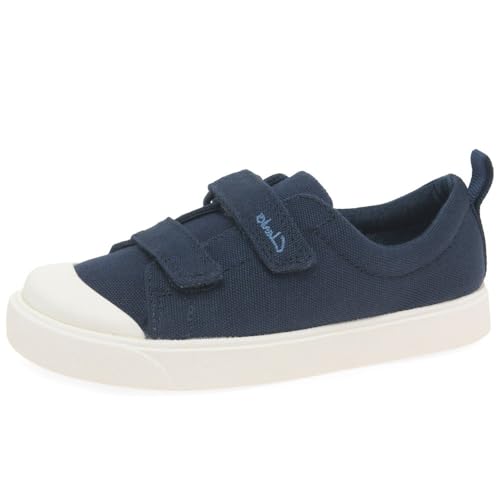Clarks Unisex-Kinder Sneaker Niedrig, Blau (Navy Canvas Navy Canvas), 20.5 EU von Clarks