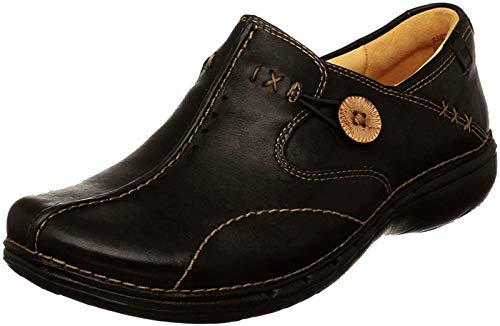 Clarks Unstructured Un.Loop Damen Schlupfschuh, Schwarz (schwarzes Leder), 38.5 EU von Clarks