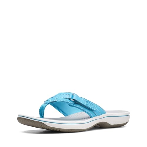 Clarks Women's Breeze Sea Flip-Flop, Aqua Synthetic, 12 von Clarks