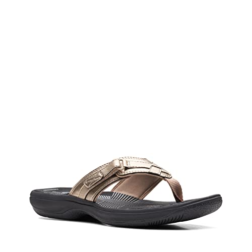 Clarks Women's Breeze Sea Flip-Flop Gold Limited Edition Black 10 M US von Clarks