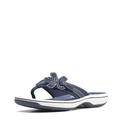 Clarks Women's Brinkley Flora Flip-Flop, Navy Synthetic, 11M von Clarks