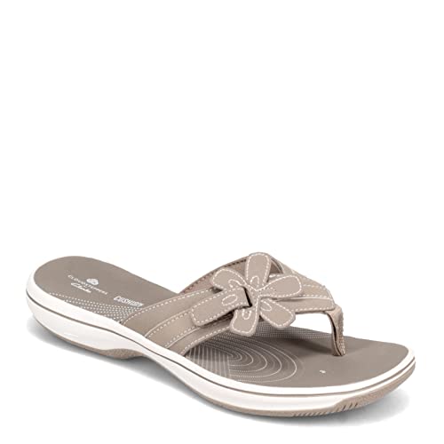 Clarks Women's Brinkley Flora Flip-Flop, Taupe Synthetic, 5 von Clarks