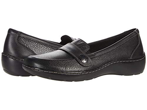 Clarks Women's Cora Daisy Loafer Flat, Black Tumbled Leather, 8 X-Wide von Clarks