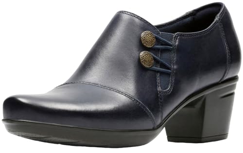 Clarks Women's Emslie Warren Slip-On Loafer, Marineblaues Leder, 8.5 Wide von Clarks