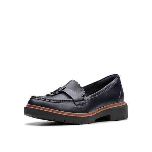Clarks Women's Westlynn Bella Loafer, Marineblaues Leder, 11 Wide von Clarks