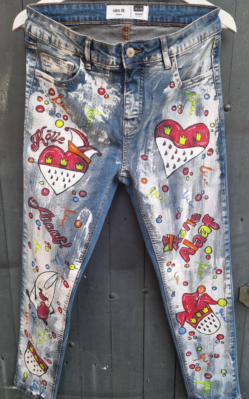 Nur 1 X Verfügbar Größe 38 Jeans Hose Köln Cologne Karneval Unikat von ClarksDodi
