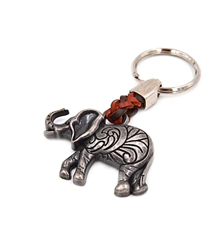 Schlüsselanhänger Schlüsselring Elefant an Lederband, 7 cm Plus Ring 2,5cm von Claro Schmuck