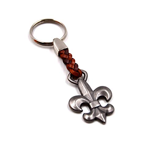 Schlüsselanhänger Schlüsselring Lilie an Lederband 7 cm Plus Ring 2,5cm von Claro Schmuck
