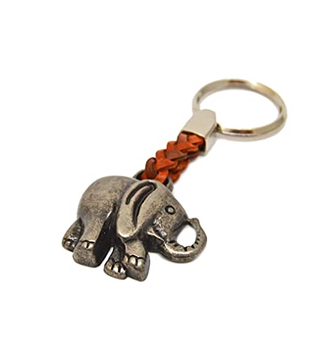 ClaroSchmuck Schlüssel-Anhänger Elefant Schlüsselring aus Metall Stärke 2 mm, Band aus Kunstleder, Gesamtlänge ca. 113 mm, Einheitsgröße von ClaroSchmuck