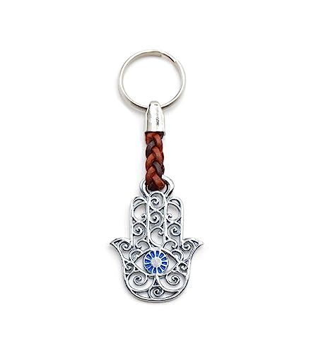 ClaroSchmuck Schlüsselanhänger Hand der Fatima Schlüsselring aus Metall Stärke 2 mm, Band aus Kunstleder, Gesamtlänge ca. 90 mm von ClaroSchmuck