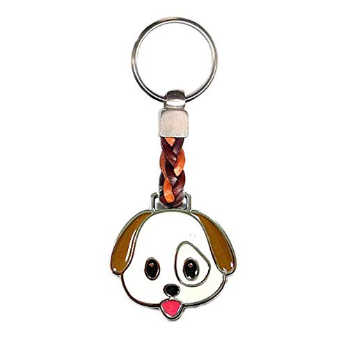 Schlüssel-Anhänger Hund, Schlüsselring aus Metall Stärke 2 mm, Band aus Kunstleder, Gesamtlänge ca. 9cm von ClaroSchmuck