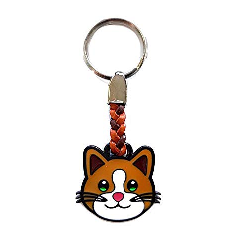 Schlüssel-Anhänger Katze, Schlüsselring aus Metall Stärke 2 mm, Band aus Kunstleder, Gesamtlänge ca. 9cm von ClaroSchmuck