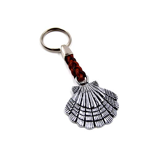Schlüssel-Anhänger Muschel, Schlüsselring aus Metall Stärke 2 mm, Band aus Kunstleder, Gesamtlänge ca. 11cm von ClaroSchmuck