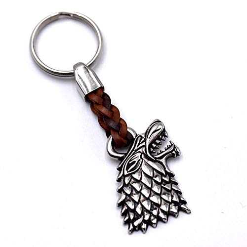 Schlüssel-Anhänger Wolf, Schlüsselring aus Metall Stärke 2 mm, Band aus Kunstleder, Gesamtlänge ca. 9 cm von ClaroSchmuck