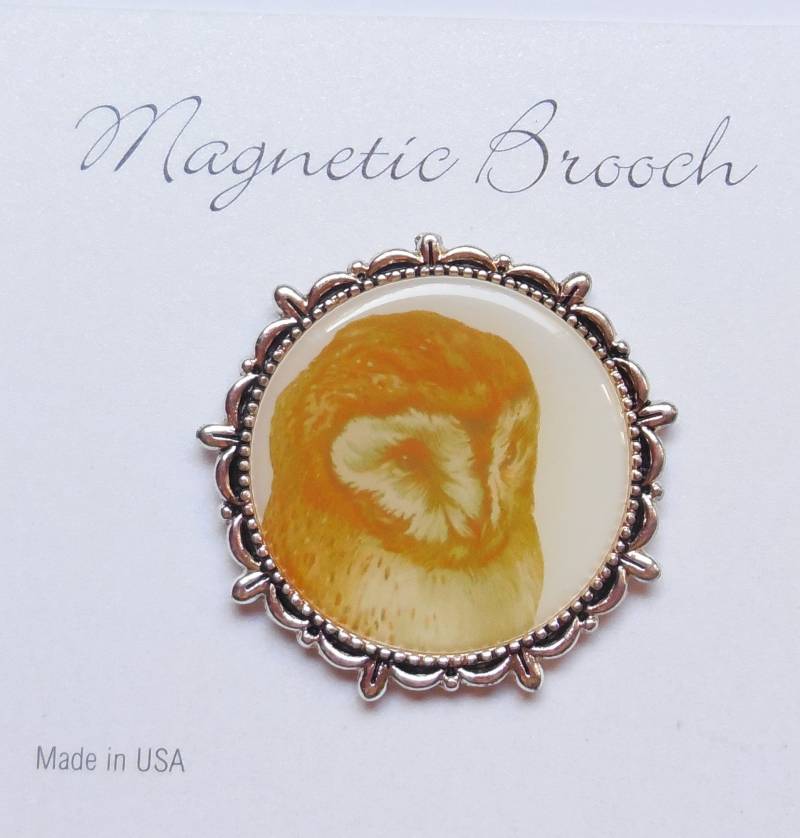 Magnet Brosche Clip Verschluss Pin Button Vintage Stil Eule Acryl Silber Ton Metall Accessoire Schals von Clasplady
