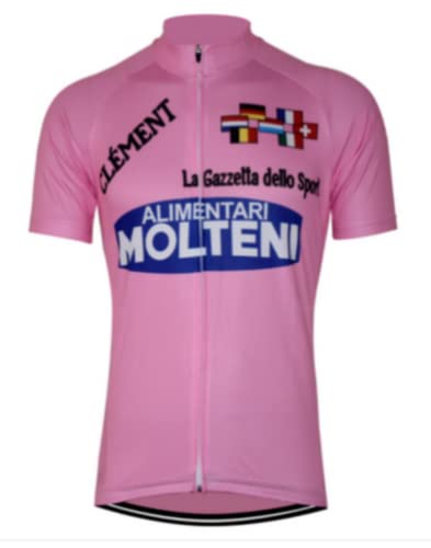 Molteni Eddy Merckx Vintage Retro Herren Fahrradtrikot, Kurzarm, in Geschenkbox für Radsport, Giro Vuelta, Rosa, XL von Class'Icc