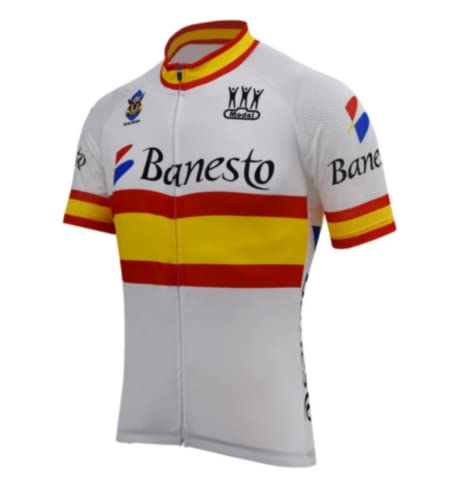 Trikot Radfahrer Herren Kurzarm Banesto Miguel Indurain Vintage Retro Geschenkbox Radfahren Giro Vuelta, Blanc, M von Class'Icc