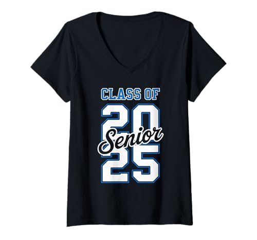 Damen Class of 2025 Senior Varsity Script Abschluss Senior Jahr T-Shirt mit V-Ausschnitt Damen Class of 2025 Senior Varsity Script Abschluss Senior Jahr T-Shirt mit V-Ausschnitt von Class Of 2025 Senior Stolz Erfolg Schule