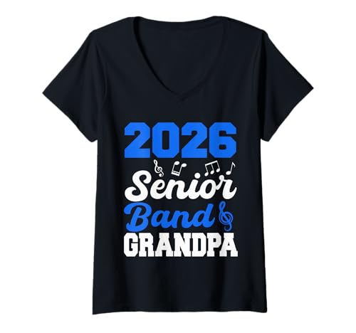 Damen 2026 Abschlussfeier der Eltern in der Seniorenband Grandpa Class of 2026 T-Shirt mit V-Ausschnitt von Class Of 2026 Senior Band Family