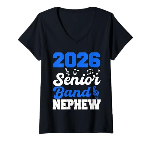 Damen 2026 Abschlussfeier der Eltern in der Seniorenband Neffe Class of 2026 T-Shirt mit V-Ausschnitt von Class Of 2026 Senior Band Family