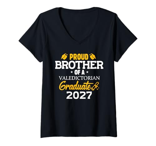 Damen Bruder des Abschiedsredner, Absolvent 2027, Familie, Abschiedsredner T-Shirt mit V-Ausschnitt von Class Valedictorian Apparel Co.