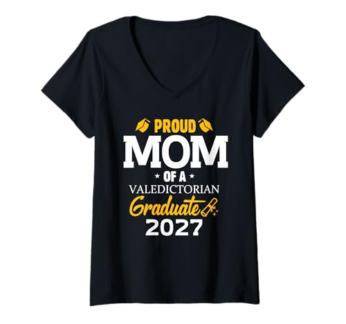 Damen Mutter einer Abschlussrednerin 2027 Familie Abschiedsrednerin T-Shirt mit V-Ausschnitt von Class Valedictorian Apparel Co.