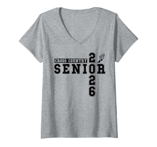 Damen Langlauf Seniorenabend XC Senior 2026 Graduierung 74 T-Shirt mit V-Ausschnitt von Class of 2026 Graduation Shirts