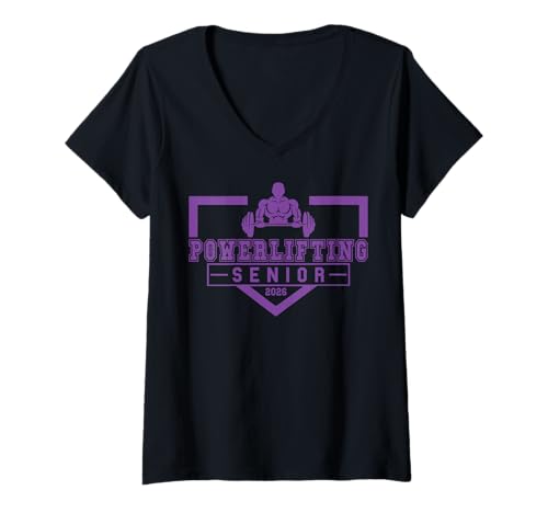 Damen Powerlifting Senior Night Powerlifting 2026 Graduation 50 T-Shirt mit V-Ausschnitt Damen Powerlifting Senior Night Powerlifting 2026 Graduation 50 T-Shirt mit V-Ausschnitt von Class of 2026 Graduation Shirts