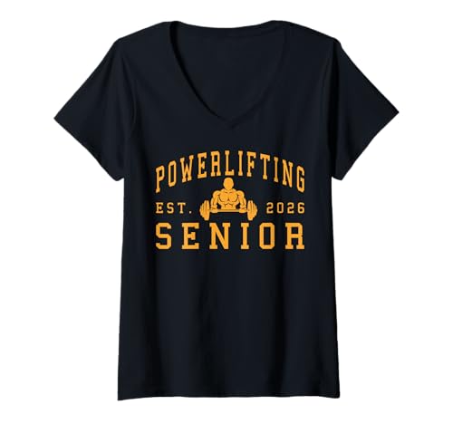 Damen Powerlifting Senior Night Powerlifting 2026 Graduierung 16 T-Shirt mit V-Ausschnitt Damen Powerlifting Senior Night Powerlifting 2026 Graduierung 16 T-Shirt mit V-Ausschnitt von Class of 2026 Graduation Shirts