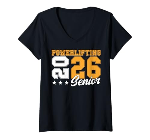 Damen Powerlifting Senior Night Powerlifting 2026 Graduierung 17 T-Shirt mit V-Ausschnitt Damen Powerlifting Senior Night Powerlifting 2026 Graduierung 17 T-Shirt mit V-Ausschnitt von Class of 2026 Graduation Shirts