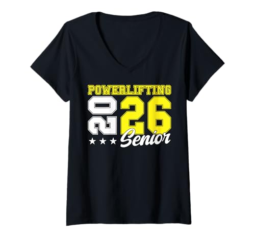 Damen Powerlifting Senior Night Powerlifting 2026 Graduierung 23 T-Shirt mit V-Ausschnitt Damen Powerlifting Senior Night Powerlifting 2026 Graduierung 23 T-Shirt mit V-Ausschnitt von Class of 2026 Graduation Shirts