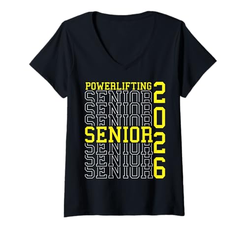 Damen Powerlifting Senior Night Powerlifting 2026 Graduierung 24 T-Shirt mit V-Ausschnitt Damen Powerlifting Senior Night Powerlifting 2026 Graduierung 24 T-Shirt mit V-Ausschnitt von Class of 2026 Graduation Shirts