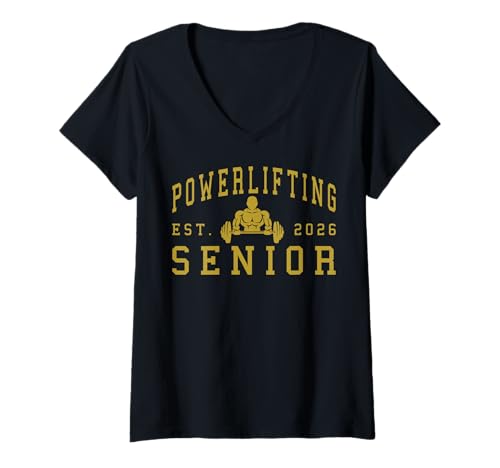 Damen Powerlifting Senior Night Powerlifting 2026 Graduierung 28 T-Shirt mit V-Ausschnitt Damen Powerlifting Senior Night Powerlifting 2026 Graduierung 28 T-Shirt mit V-Ausschnitt von Class of 2026 Graduation Shirts