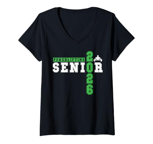 Damen Powerlifting Senior Night Powerlifting 2026 Graduierung 33 T-Shirt mit V-Ausschnitt Damen Powerlifting Senior Night Powerlifting 2026 Graduierung 33 T-Shirt mit V-Ausschnitt von Class of 2026 Graduation Shirts