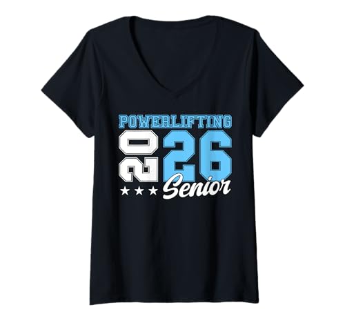 Damen Powerlifting Senior Night Powerlifting 2026 Graduierung 41 T-Shirt mit V-Ausschnitt Damen Powerlifting Senior Night Powerlifting 2026 Graduierung 41 T-Shirt mit V-Ausschnitt von Class of 2026 Graduation Shirts