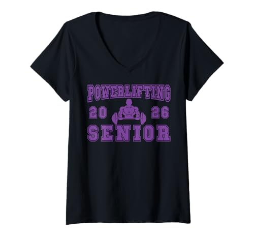 Damen Powerlifting Senior Night Powerlifting 2026 Graduierung 49 T-Shirt mit V-Ausschnitt Damen Powerlifting Senior Night Powerlifting 2026 Graduierung 49 T-Shirt mit V-Ausschnitt von Class of 2026 Graduation Shirts
