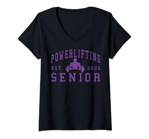 Damen Powerlifting Senior Night Powerlifting 2026 Graduierung 52 T-Shirt mit V-Ausschnitt Damen Powerlifting Senior Night Powerlifting 2026 Graduierung 52 T-Shirt mit V-Ausschnitt von Class of 2026 Graduation Shirts