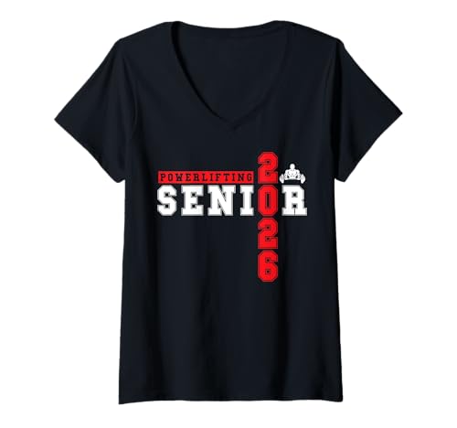 Damen Powerlifting Senior Night Powerlifting 2026 Graduierung 9 T-Shirt mit V-Ausschnitt Damen Powerlifting Senior Night Powerlifting 2026 Graduierung 9 T-Shirt mit V-Ausschnitt von Class of 2026 Graduation Shirts