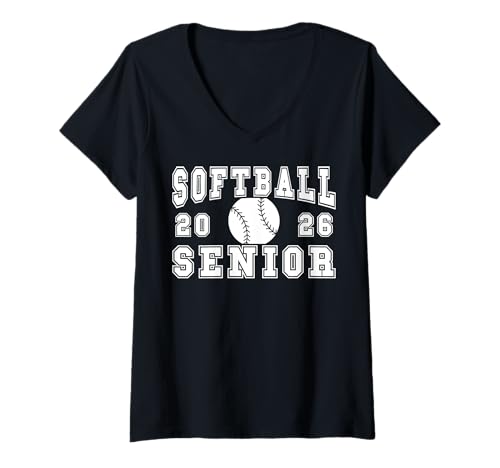 Damen Softball Seniorenabend Softball Senior 2026 Abschluss 1 T-Shirt mit V-Ausschnitt Damen Softball Seniorenabend Softball Senior 2026 Abschluss 1 T-Shirt mit V-Ausschnitt von Class of 2026 Graduation Shirts