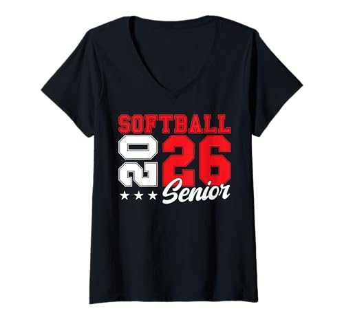 Damen Softball Seniorenabend Softball Senior 2026 Abschluss 11 T-Shirt mit V-Ausschnitt Damen Softball Seniorenabend Softball Senior 2026 Abschluss 11 T-Shirt mit V-Ausschnitt von Class of 2026 Graduation Shirts