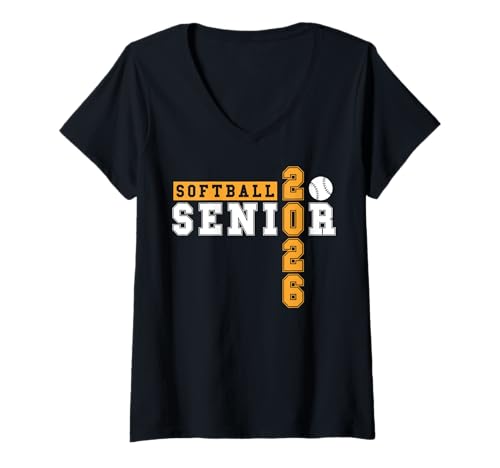Damen Softball Seniorenabend Softball Senior 2026 Abschluss 15 T-Shirt mit V-Ausschnitt Damen Softball Seniorenabend Softball Senior 2026 Abschluss 15 T-Shirt mit V-Ausschnitt von Class of 2026 Graduation Shirts