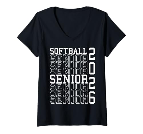 Damen Softball Seniorenabend Softball Senior 2026 Abschlussfeier 6 T-Shirt mit V-Ausschnitt Damen Softball Seniorenabend Softball Senior 2026 Abschlussfeier 6 T-Shirt mit V-Ausschnitt von Class of 2026 Graduation Shirts