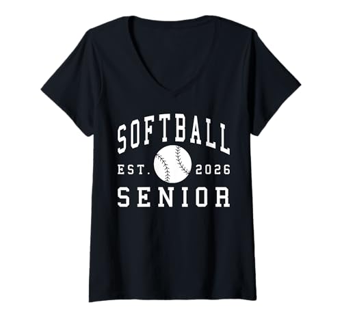Damen Softball Seniorenabend Softball Senior 2026 Graduierung 4 T-Shirt mit V-Ausschnitt Damen Softball Seniorenabend Softball Senior 2026 Graduierung 4 T-Shirt mit V-Ausschnitt von Class of 2026 Graduation Shirts