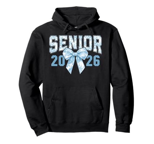 Senior 2026 Coquette Bow Blue Toile Floral Preppy Damen Mädchen Pullover Hoodie von Class of 2026 Senior 26 Coquette Bow Graduation 26